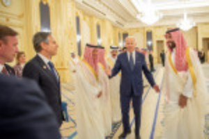 Picture of U.S. and Saudi announce package of agreements during Biden trip