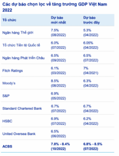 ACBS: Việt Nam sẽ đạt mức tăng trưởng ấn tượng trong phần còn lại của năm 2022