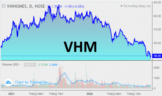 Cổ phiếu VHM tiếp tục được đỡ giá