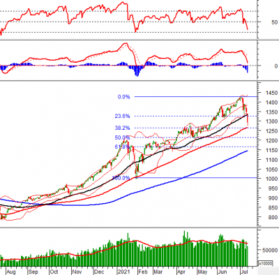 Phân tích kỹ thuật phiên chiều 12/07: VN-Index rơi về gần ngưỡng Fibonacci Retracement 38.2%